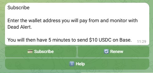 Payment instructions screen